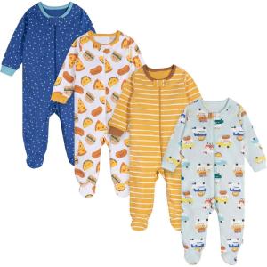 imageOnesies Brand Baby Boys 4Pack Sleep N Play FootiesSnack Bar