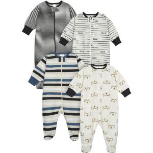 imageOnesies Brand Baby Boys 4Pack Sleep N Play FootiesTiger Blue