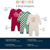imageOnesies Brand unisexbaby 3pack Cotton Romper  Soft Lap Shoulder Onepieces With Leg Snaps for Easy Changes and Allday Comfort