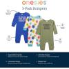 imageOnesies Brand babyboys 3pack Cotton Romper  Soft Lap Shoulder Onepieces With Leg Snaps for Easy Changes and Allday Comfort