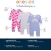 imageOnesies Brand babygirls 3pack Cotton Romper  Soft Lap Shoulder Onepieces With Leg Snaps for Easy Changes and Allday Comfort