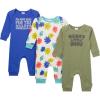 imageOnesies Brand babyboys 3pack Cotton Romper  Soft Lap Shoulder Onepieces With Leg Snaps for Easy Changes and Allday Comfort