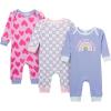 imageOnesies Brand babygirls 3pack Cotton Romper  Soft Lap Shoulder Onepieces With Leg Snaps for Easy Changes and Allday Comfort