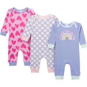 imageOnesies Brand babygirls 3pack Cotton Romper  Soft Lap Shoulder Onepieces With Leg Snaps for Easy Changes and Allday Comfort