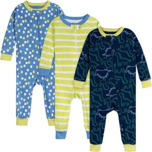 imageOnesies Brand babyboys 3pack Snug Fit Onepiece Cotton PajamasDinos