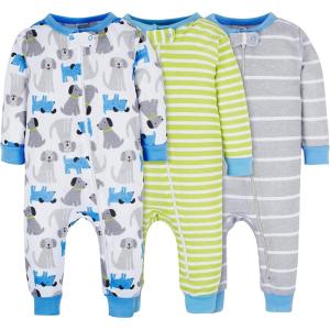 imageOnesies Brand babyboys 3pack Snug Fit Onepiece Cotton PajamasStripes  Doggies